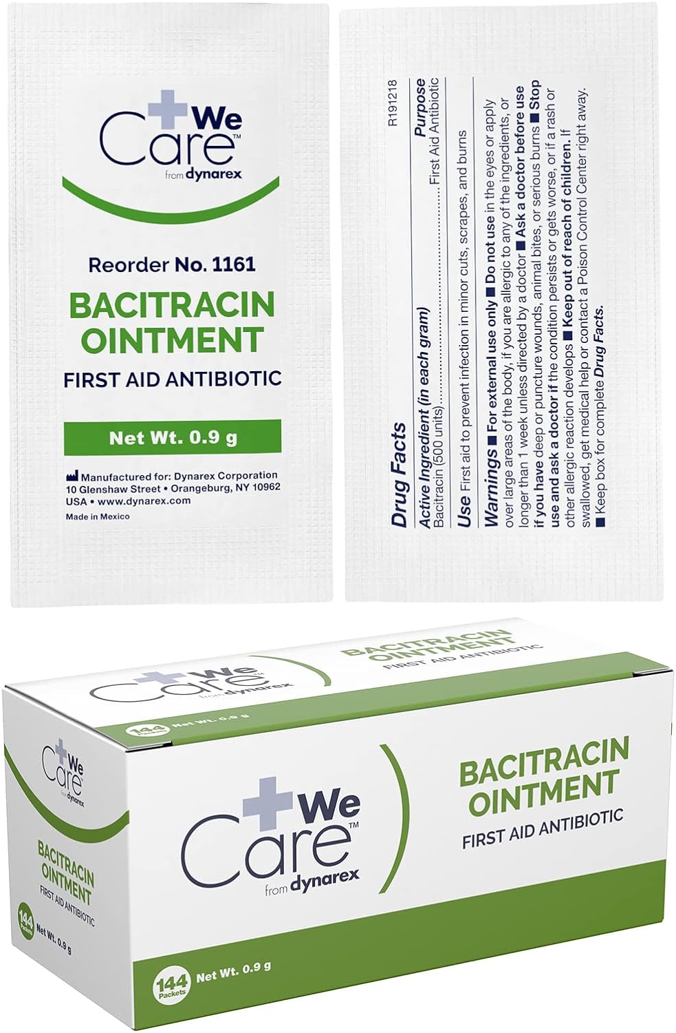 Bacitracin Antibiotic Zinc Ointment 0.9gr Foil Packet, Pack of 144