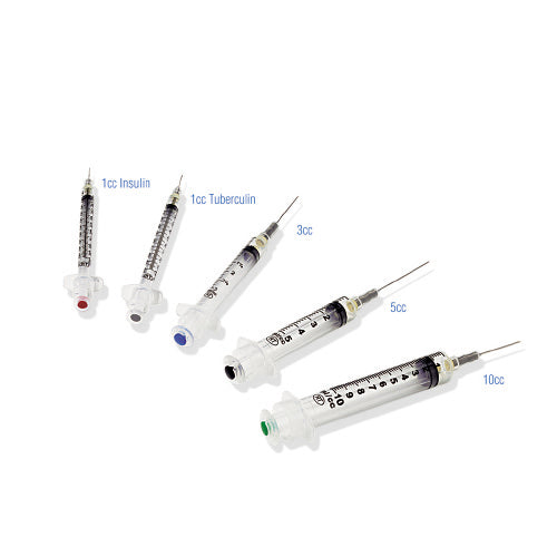 Syringe with Hypodermic Needle, 3 mL, 22 Gauge, 1&quot; Needle, Box of 100