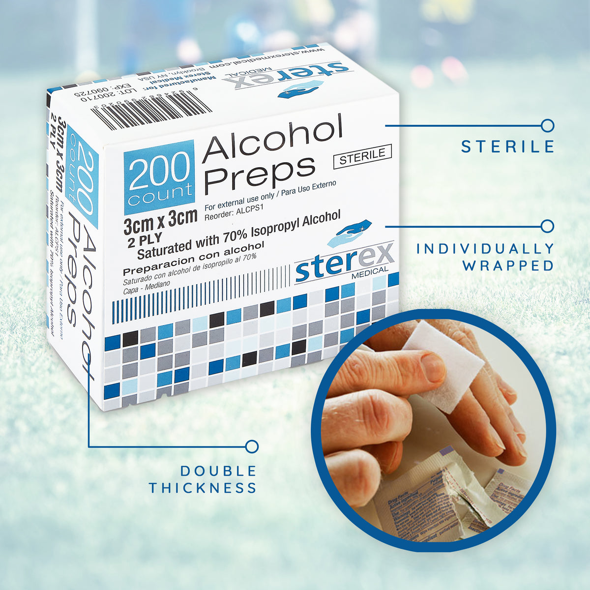 Sterile Alcohol Prep Pads, Medium, 2-Ply (Pack of 200)