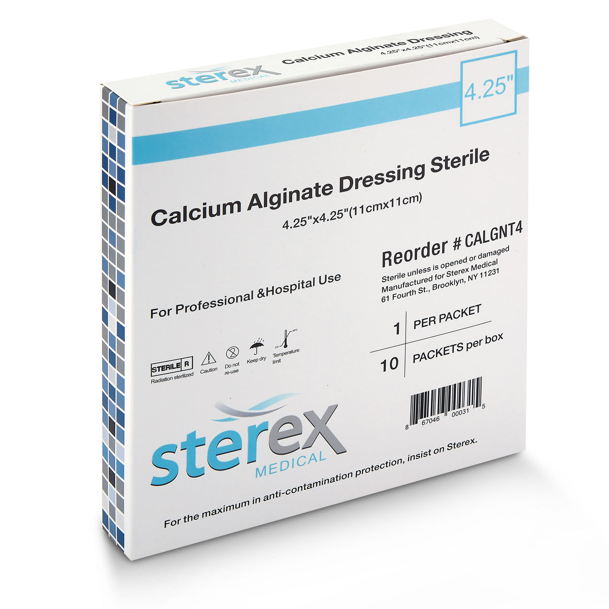 Calcium Alginate Wound Dressing Pads 4.25&quot;x4.25&quot; Box of 10