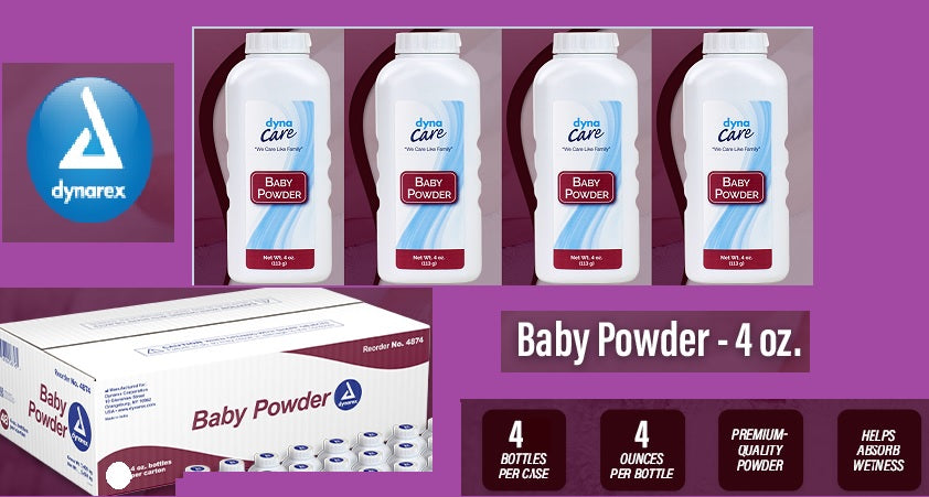 Baby Talcum Powder, Moisture Absorber, 4 oz, Pack of 4