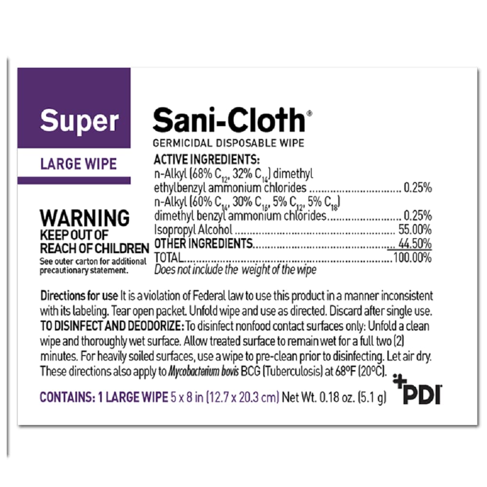 Super Sani-Cloth Disposable Wipe, Large, Individual