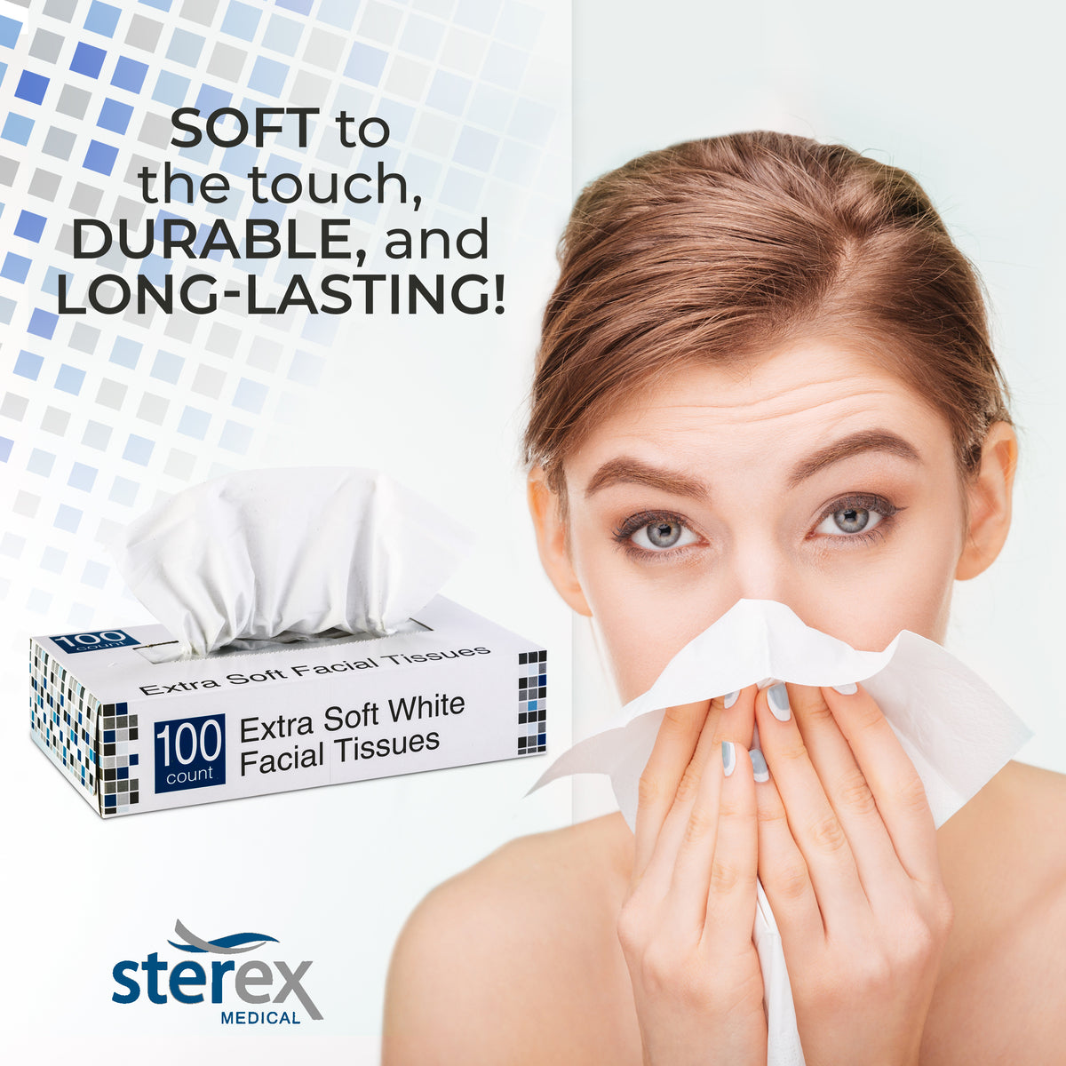 Extra Soft Facial Tissues, Large (Case of 30 Boxes, 100 sheets per Box)