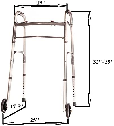 Walker Folding Deluxe 2 Button with Front 5&quot; Wheels