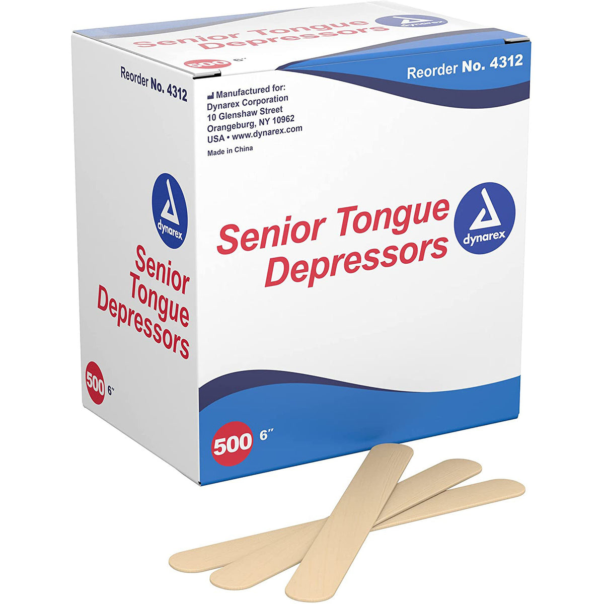 Tongue Depressor, Senior, 6 Inches, Non-Sterile, 500 Count
